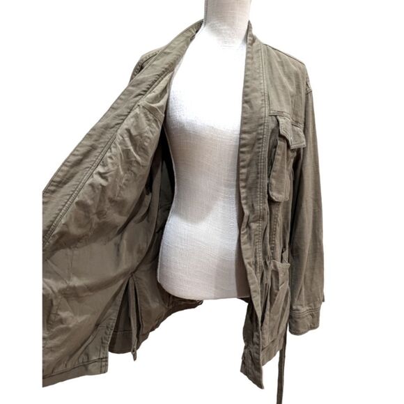 Free People Army Green Military Warp Jacket Cargo Utility Trench belted Size M - Picture 12 of 15